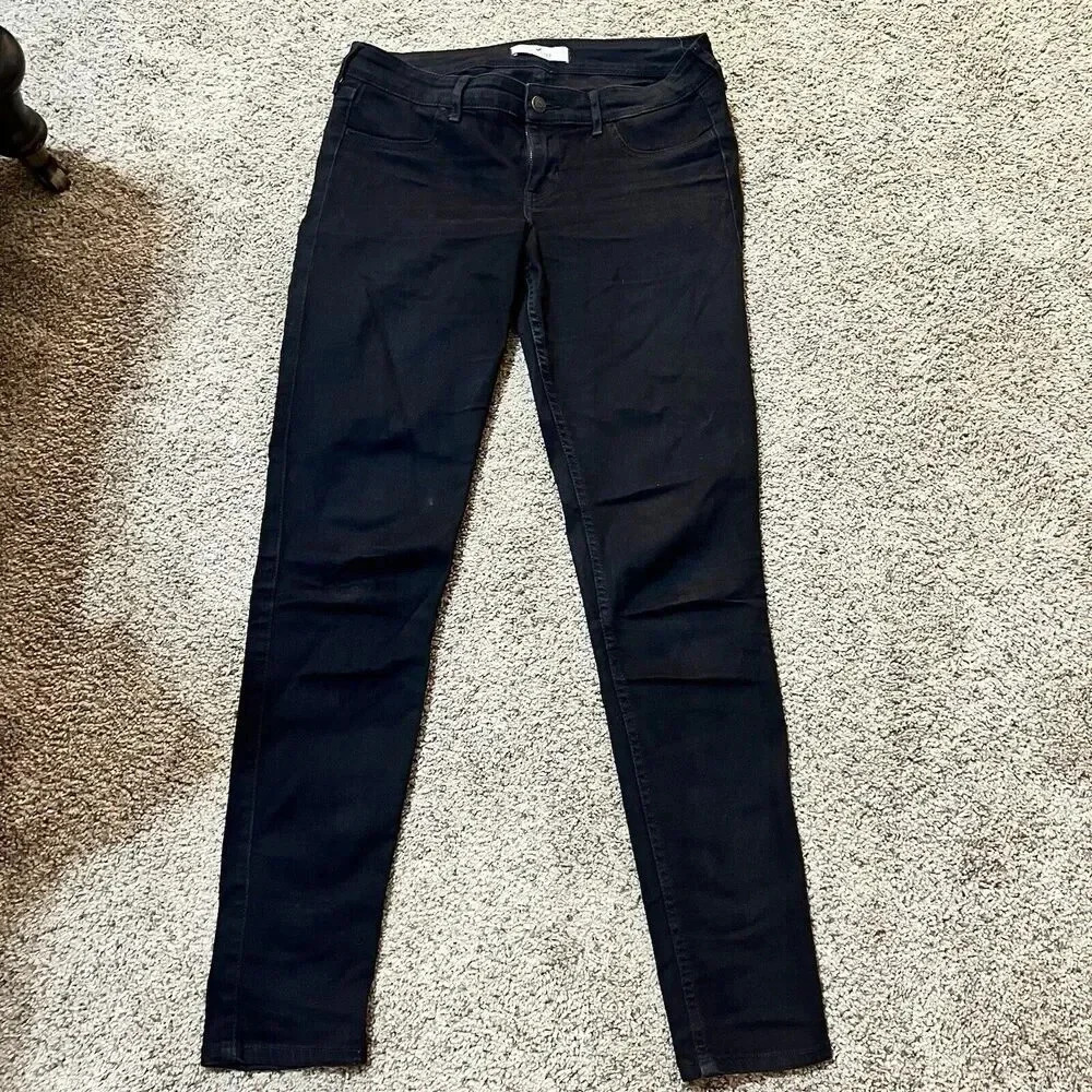 Hollister Womens Jeans Size 11R W34 L31 Black‎ Super Skinny Classic Stretch Y2K